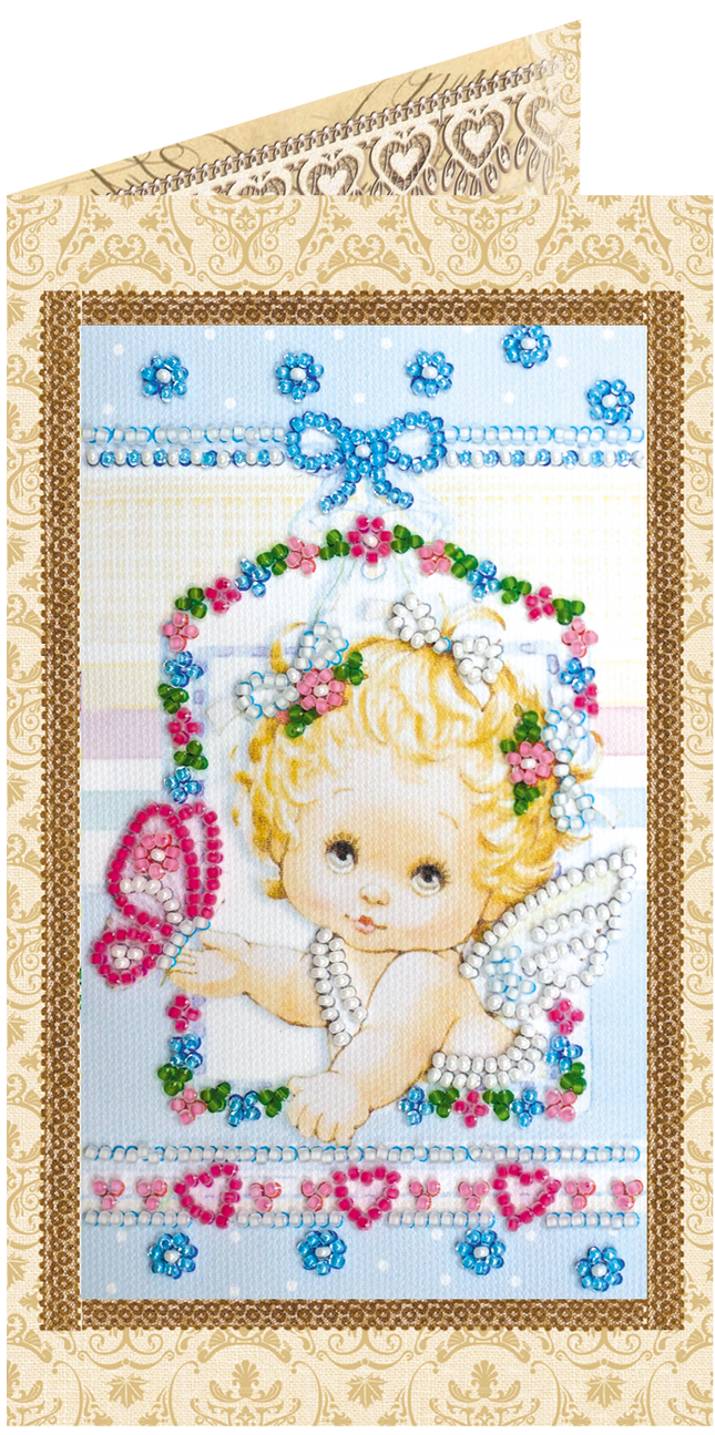 DIY Bead embroidery postcard kit "Angel"