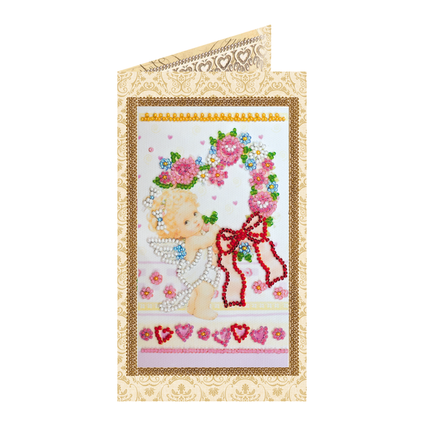 DIY Bead embroidery postcard kit "Mischievous cupid"