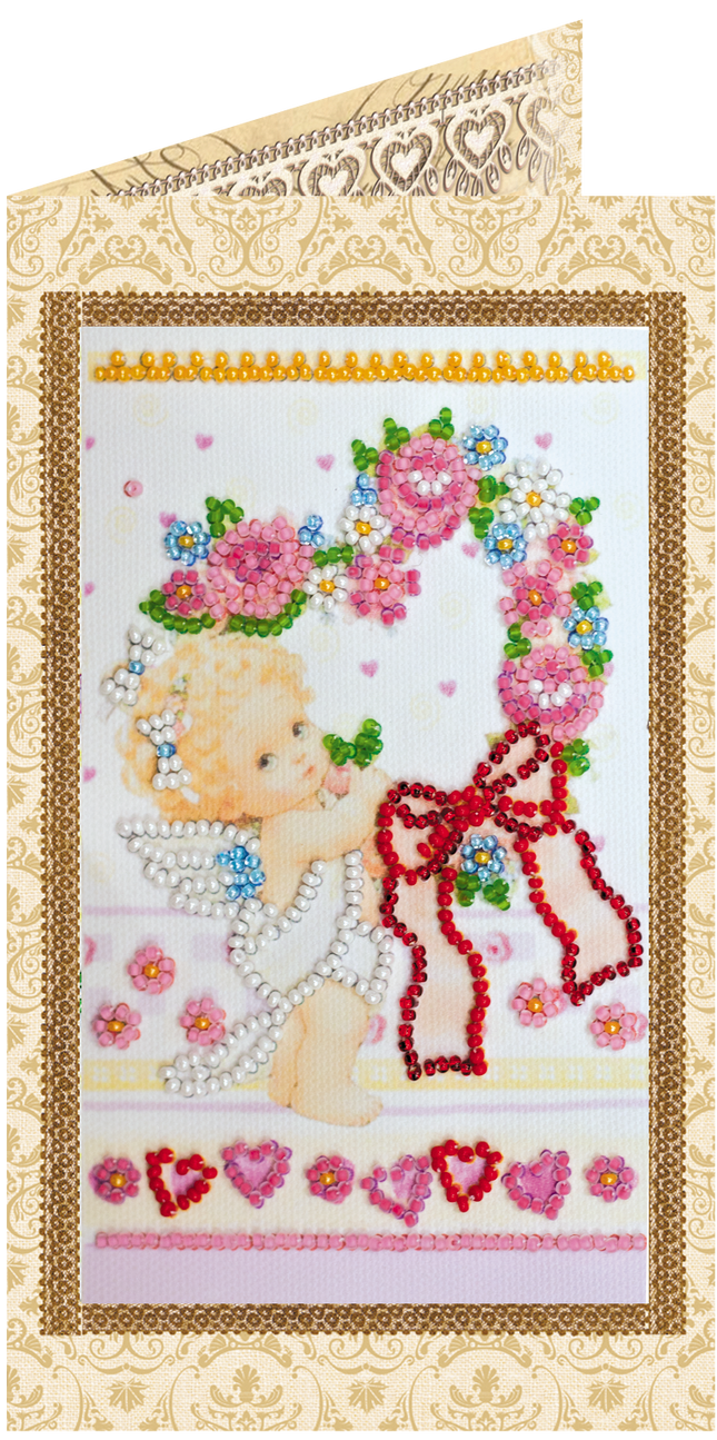 DIY Bead embroidery postcard kit "Mischievous cupid"