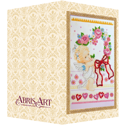 DIY Bead embroidery postcard kit "Mischievous cupid"