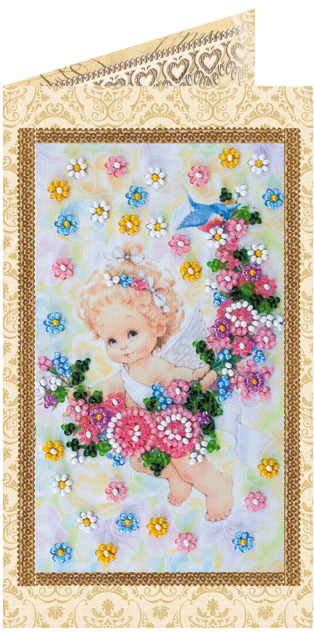 DIY Bead embroidery postcard kit "Present angel"