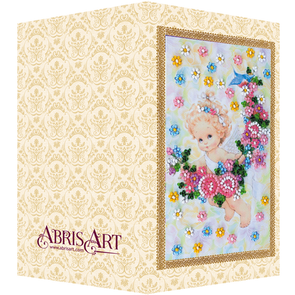 DIY Bead embroidery postcard kit "Present angel"