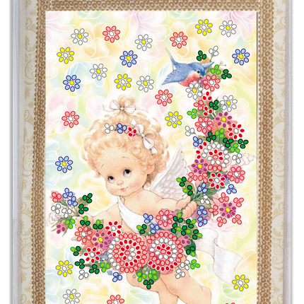 DIY Bead embroidery postcard kit "Present angel"
