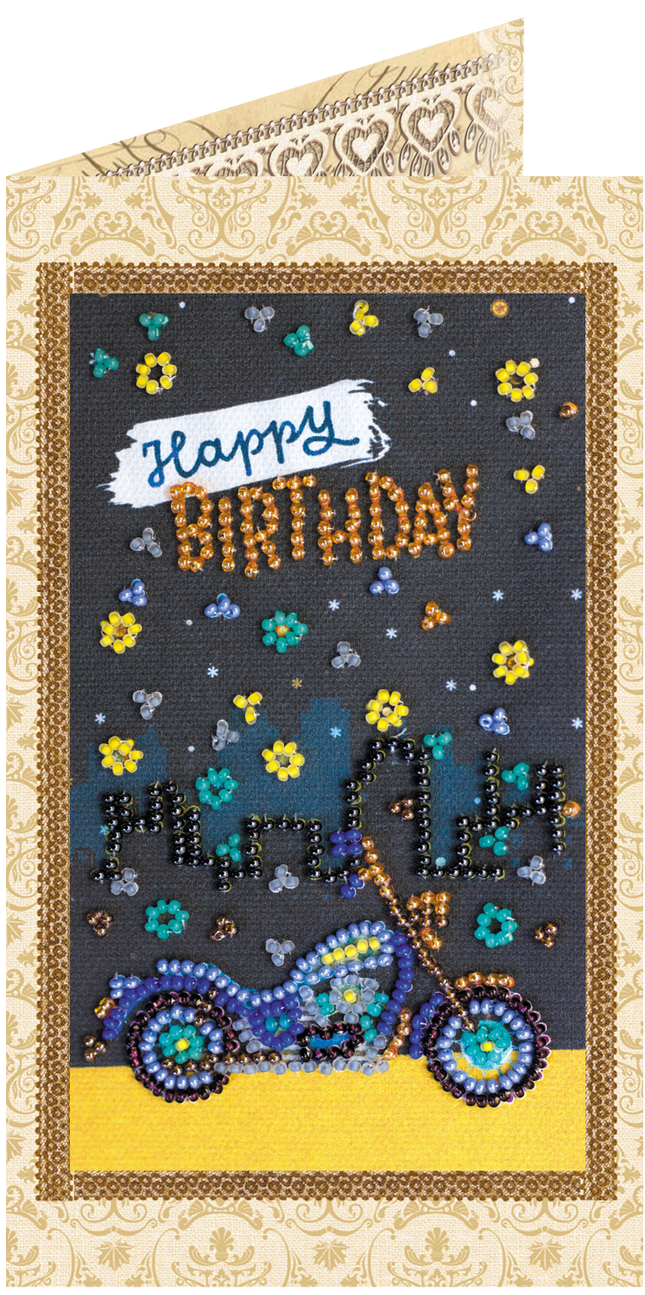 DIY Bead embroidery postcard kit "Have a safe trip"