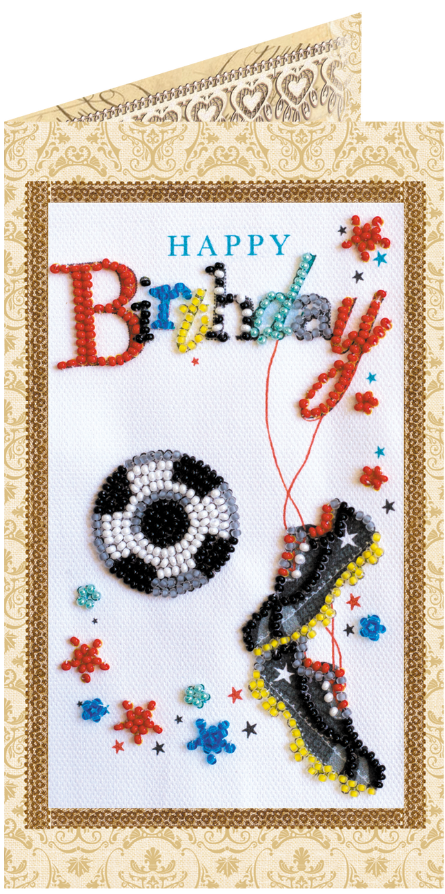 DIY Bead embroidery postcard kit "To my footballer"