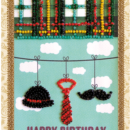 DIY Bead embroidery postcard kit "Happy birthday"
