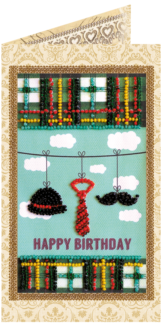 DIY Bead embroidery postcard kit "Happy birthday"