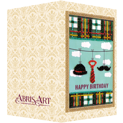 DIY Bead embroidery postcard kit "Happy birthday"