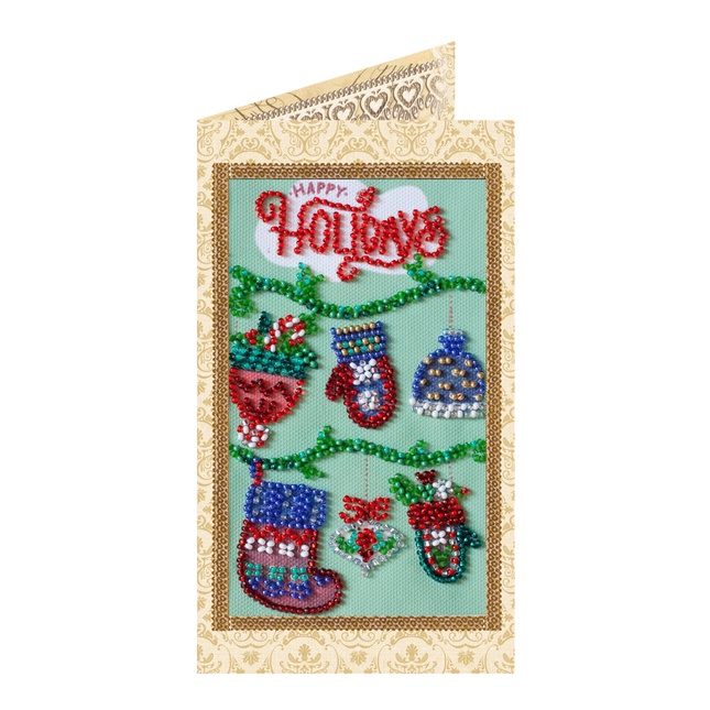 DIY Bead embroidery postcard kit "Happy New Year"