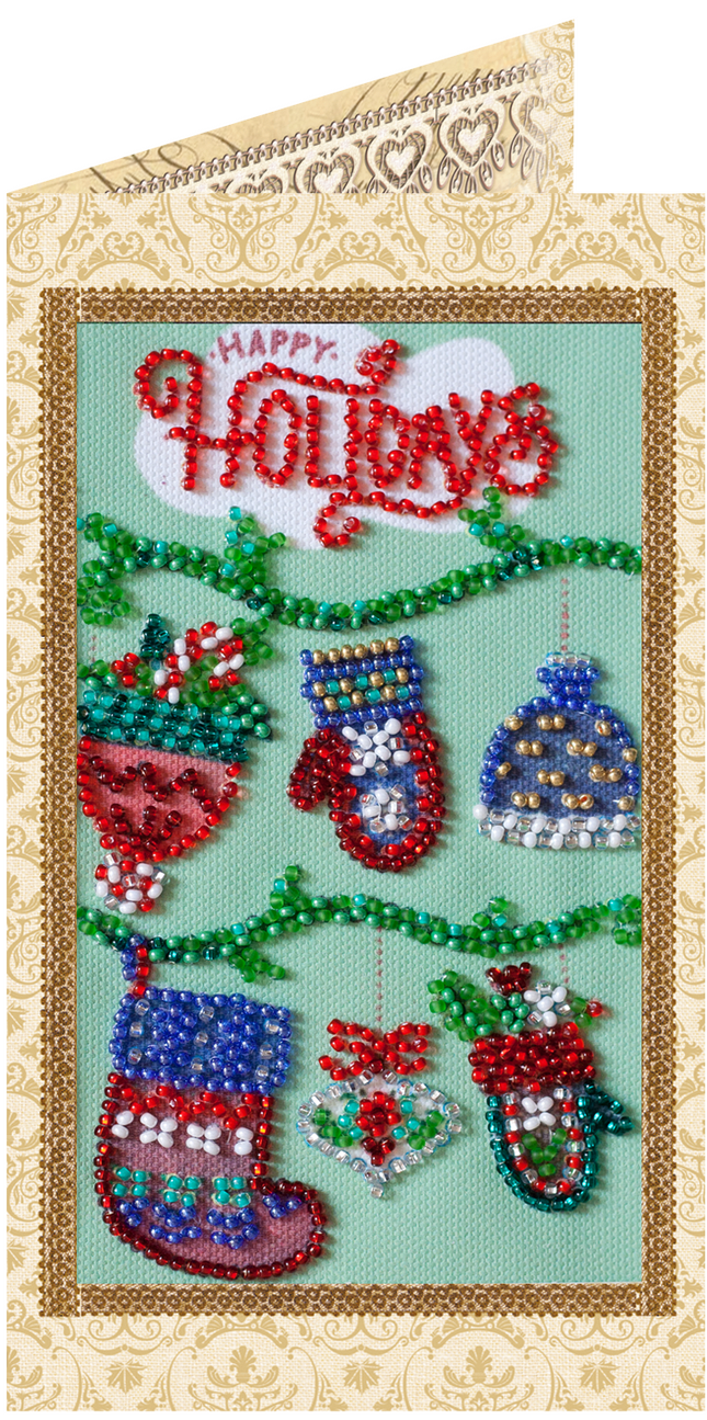 DIY Bead embroidery postcard kit "Happy New Year"