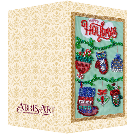 DIY Bead embroidery postcard kit "Happy New Year"