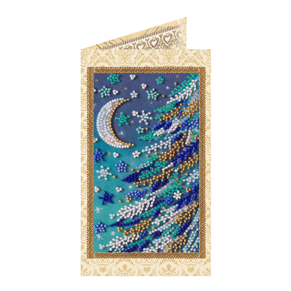 DIY Bead embroidery postcard kit "Snowy night"