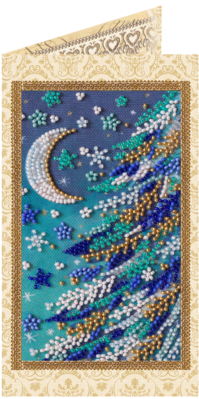 DIY Bead embroidery postcard kit "Snowy night"