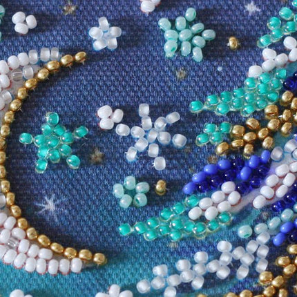 DIY Bead embroidery postcard kit "Snowy night"