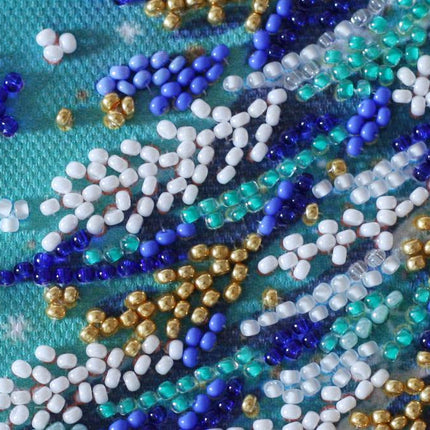 DIY Bead embroidery postcard kit "Snowy night"