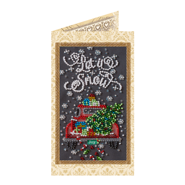DIY Bead embroidery postcard kit "Snow holiday"