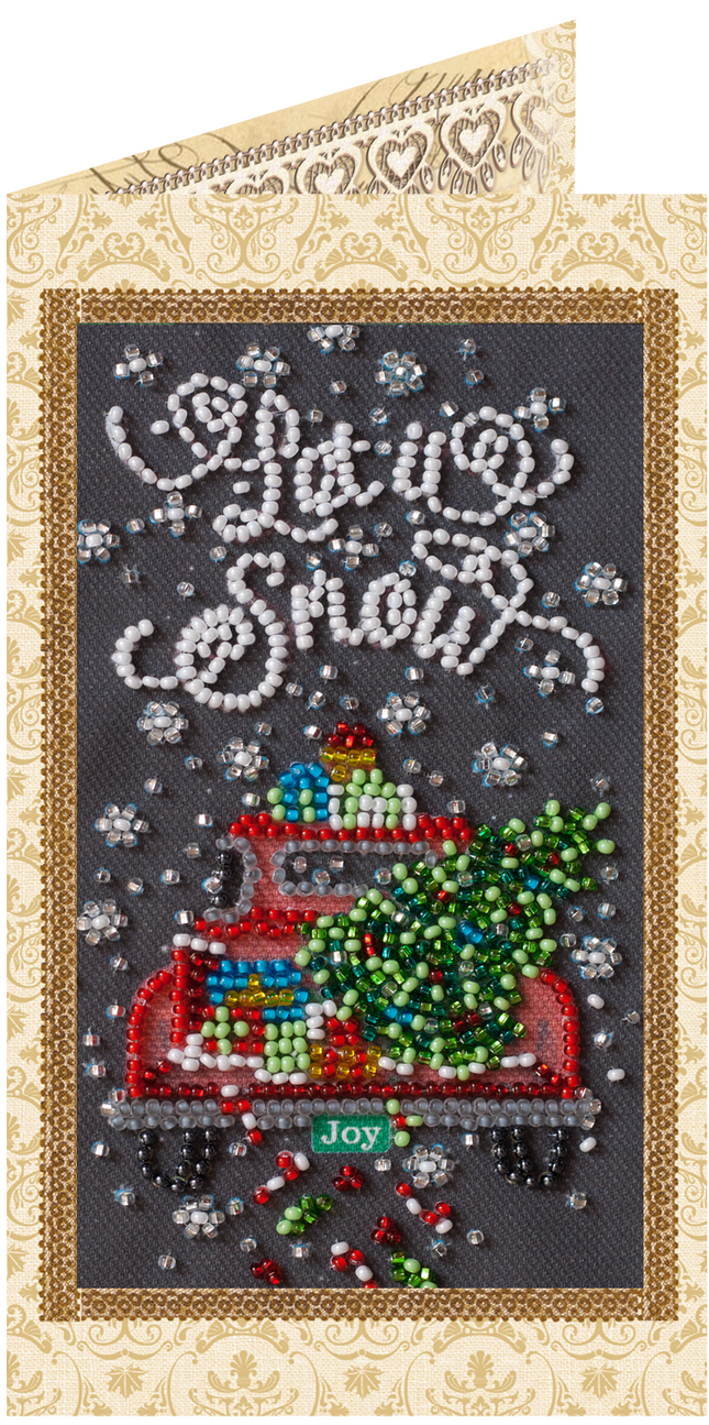 DIY Bead embroidery postcard kit "Snow holiday"