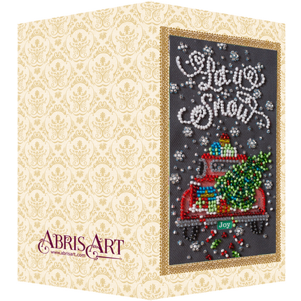 DIY Bead embroidery postcard kit "Snow holiday"