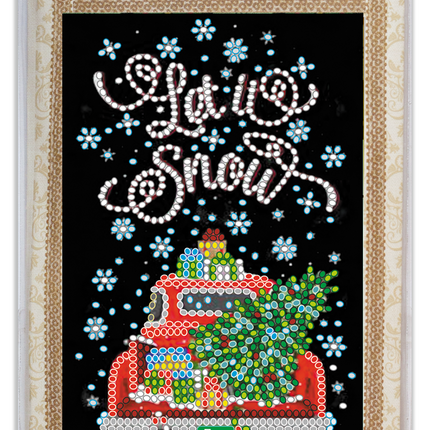 DIY Bead embroidery postcard kit "Snow holiday"