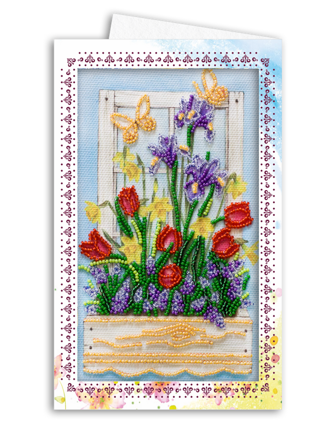 DIY Bead embroidery postcard kit "Early spring"