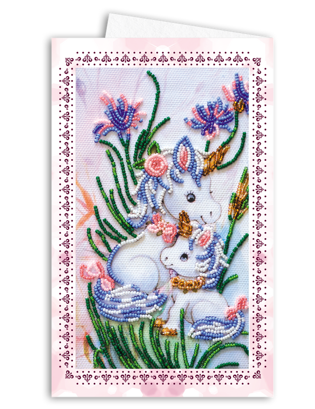 DIY Bead embroidery postcard kit "Unicorns"