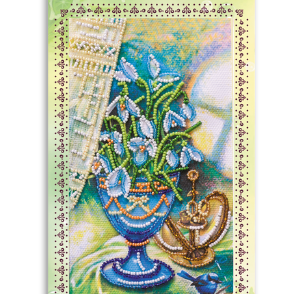 DIY Bead embroidery postcard kit "Snowdrops"