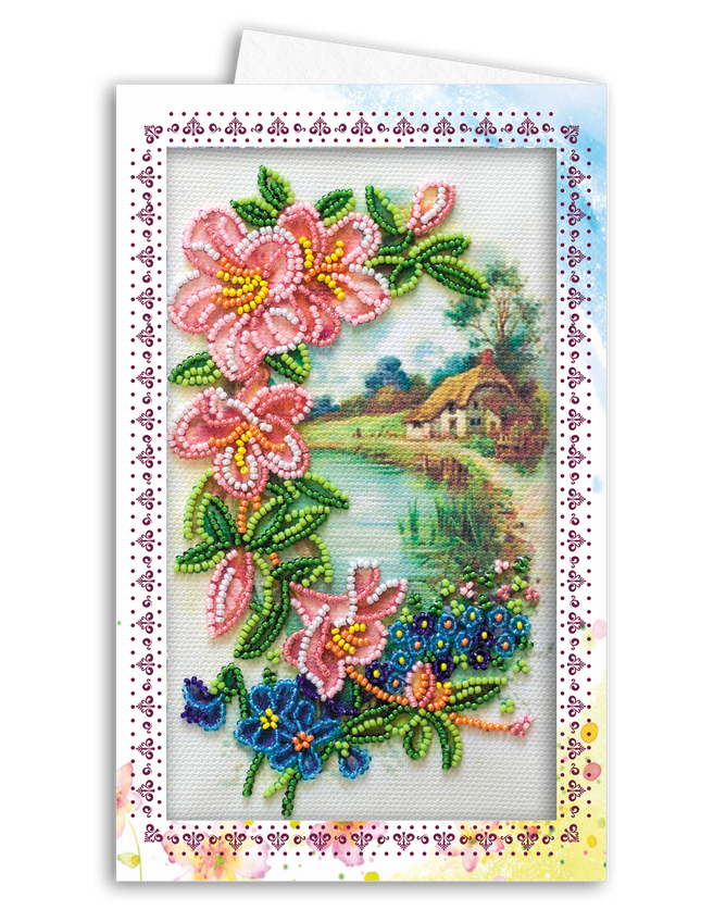 DIY Bead embroidery postcard kit "Provence"