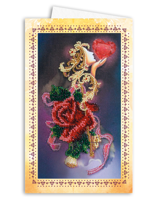 DIY Bead embroidery postcard kit "Velvet roses"