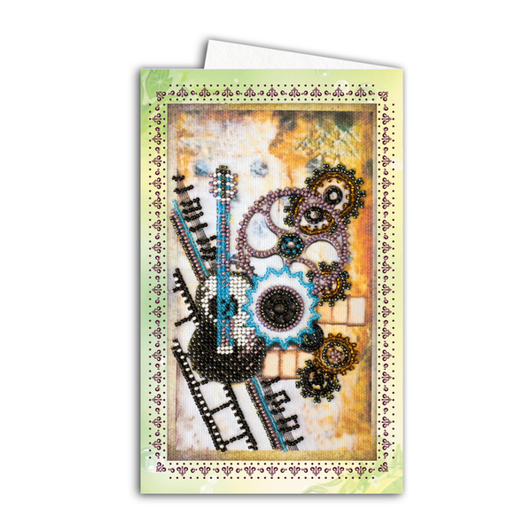 DIY Bead embroidery postcard kit "Guitar"