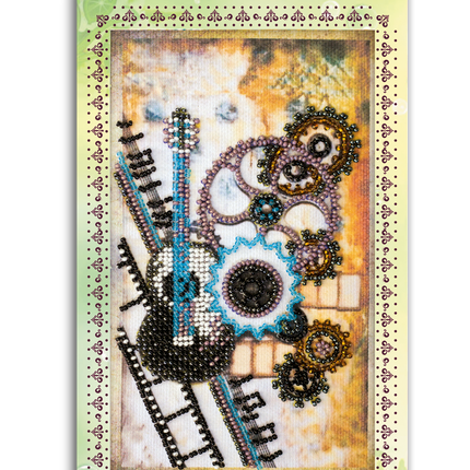 DIY Bead embroidery postcard kit "Guitar"