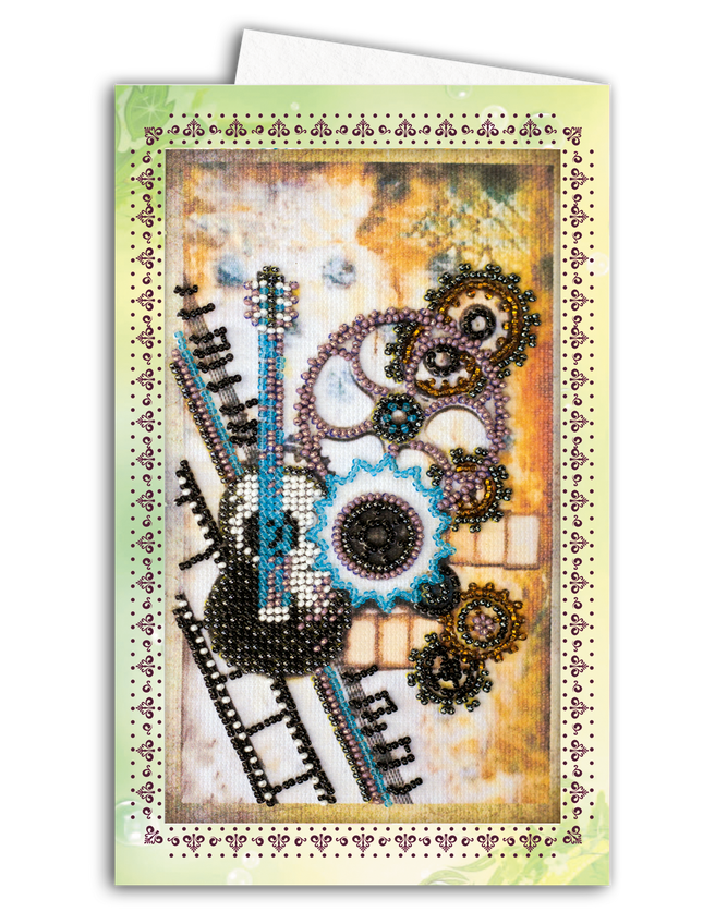 DIY Bead embroidery postcard kit "Guitar"