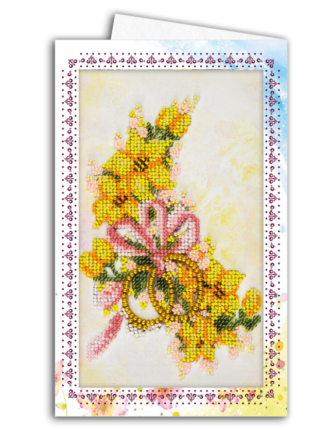 DIY Bead embroidery postcard kit "Wedding flowers"