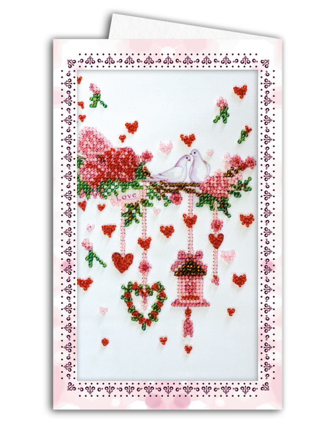 DIY Bead embroidery postcard kit "Wedding tinsel"