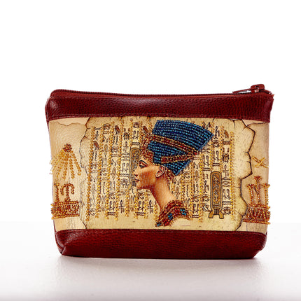 DIY Bead Embroidery kit Leatherette cosmetic bag "Nefertiti"