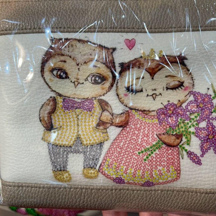DIY Bead Embroidery kit Leatherette cosmetic bag "Pair of owls"