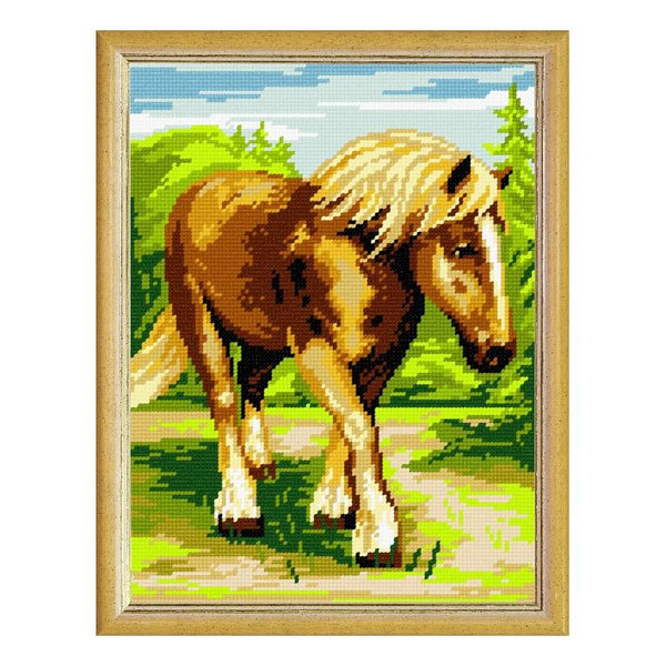 Needlepoint Canvas "Horse" 9.5x12.6" / 24x32 cm