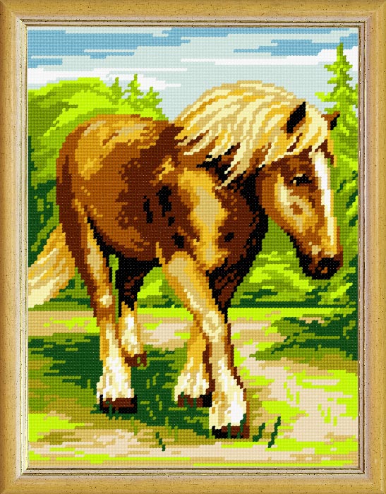 Needlepoint Canvas "Horse" 9.5x12.6" / 24x32 cm