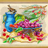 Needlepoint Canvas "Sparrow near a bowl of cherries" 9.5x12.6" / 24x32 cm