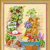 Needlepoint Canvas "Watering can in the backyard" 9.5x12.6" / 24x32 cm