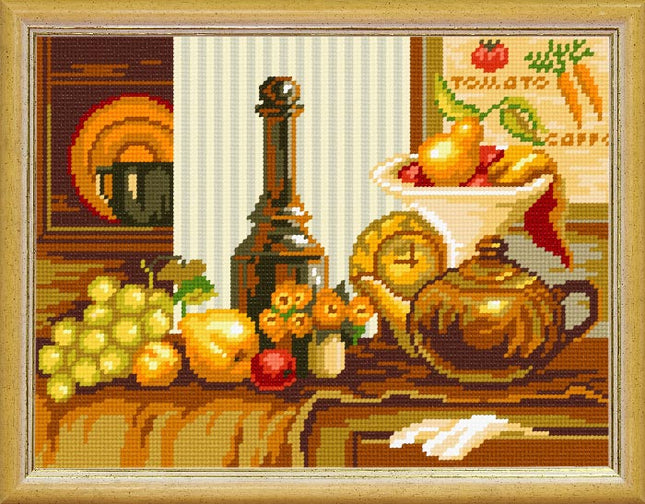Needlepoint Canvas "Kitchen still life" 9.5x12.6" / 24x32 cm