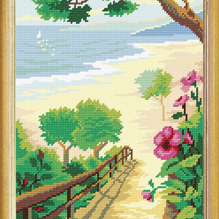 Needlepoint Canvas "Descent to the sea" 9.5x12.6" / 24x32 cm