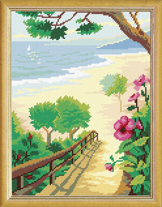 Needlepoint Canvas "Descent to the sea" 9.5x12.6" / 24x32 cm
