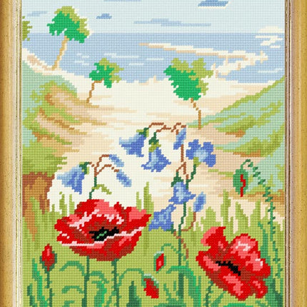 Needlepoint Canvas "Poppies" 9.5x12.6" / 24x32 cm