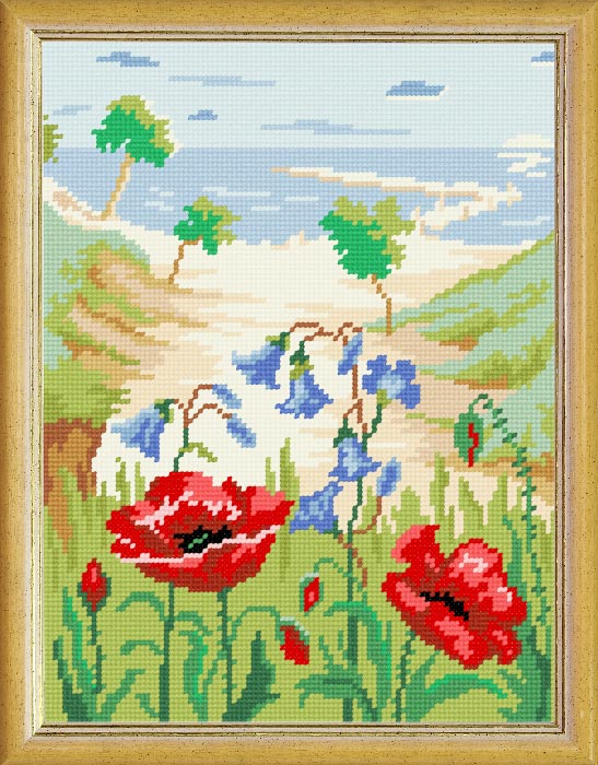 Needlepoint Canvas "Poppies" 9.5x12.6" / 24x32 cm