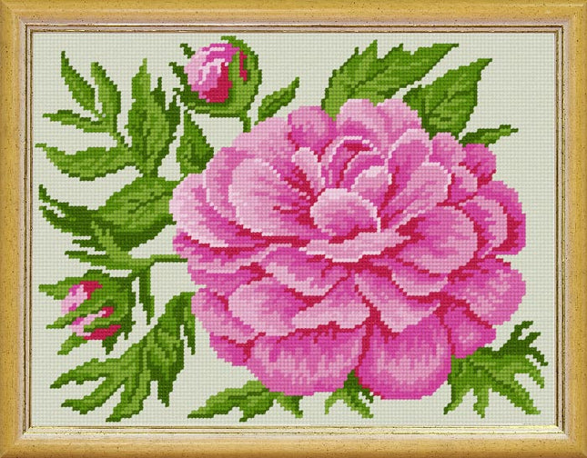 Needlepoint Canvas "Peony" 9.5x12.6" / 24x32 cm