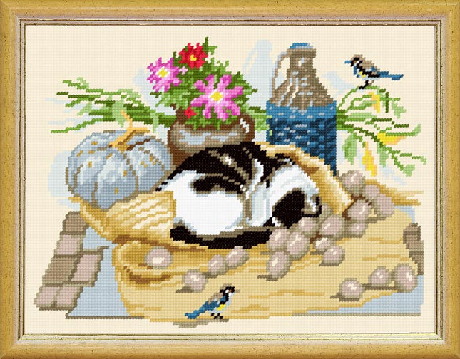 Needlepoint Canvas "Warm day in autumn" 9.5x12.6" / 24x32 cm