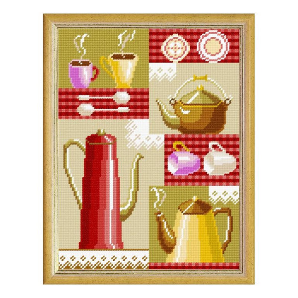 Needlepoint Canvas "Tea invitation" 9.5x12.6" / 24x32 cm