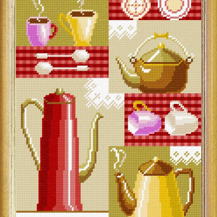 Needlepoint Canvas "Tea invitation" 9.5x12.6" / 24x32 cm