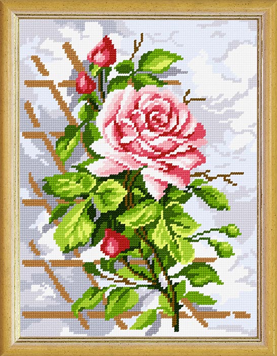 Needlepoint Canvas "Rose" 9.5x12.6" / 24x32 cm