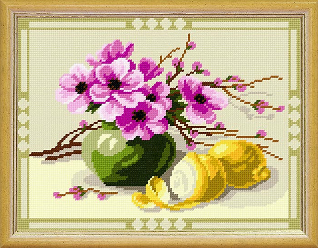 Needlepoint Canvas "Juicy lemons" 9.5x12.6" / 24x32 cm